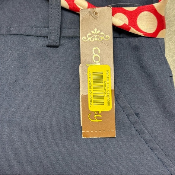 NWT Copper Key Navy Cotton Capri Pants w/ Red Cream Polka Dot Sash - Size 7 - Picture 15 of 15